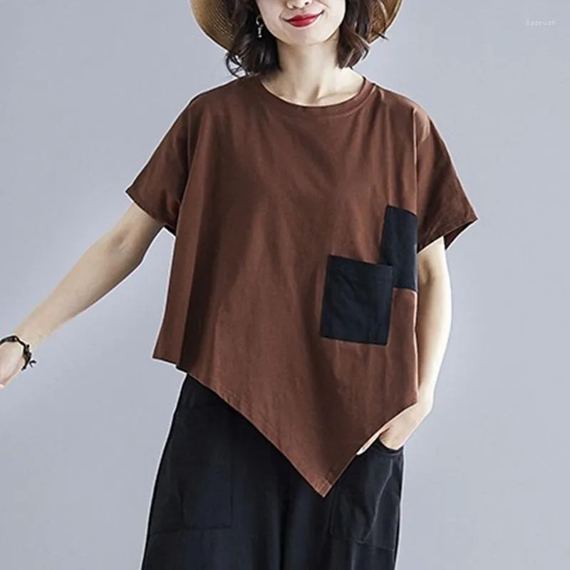 Ethnic Clothing Vintage Patchwork T Shirt Short Sleeve Cotton Tshirt Summer Women Loose Casual T-Shirt Ladies Chinese Tee Tops Femme 2022