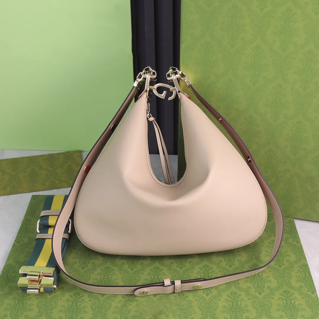 Атачная большая сумка для плеча полумесяца луны в форме замыкания крючка с помощью zip съемной веб -отделки роскошная дизайнерская сумочка сумочка мешки с поперечным телевизором