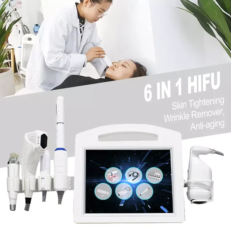 4D HIFU RF Microneedling Machine 6 i 1 Skin åtdragning Face Lift Equipment V-Max Ultraljud för ansiktshalslyft Massager Vaginal Dra åt kroppens bantningsenhet
