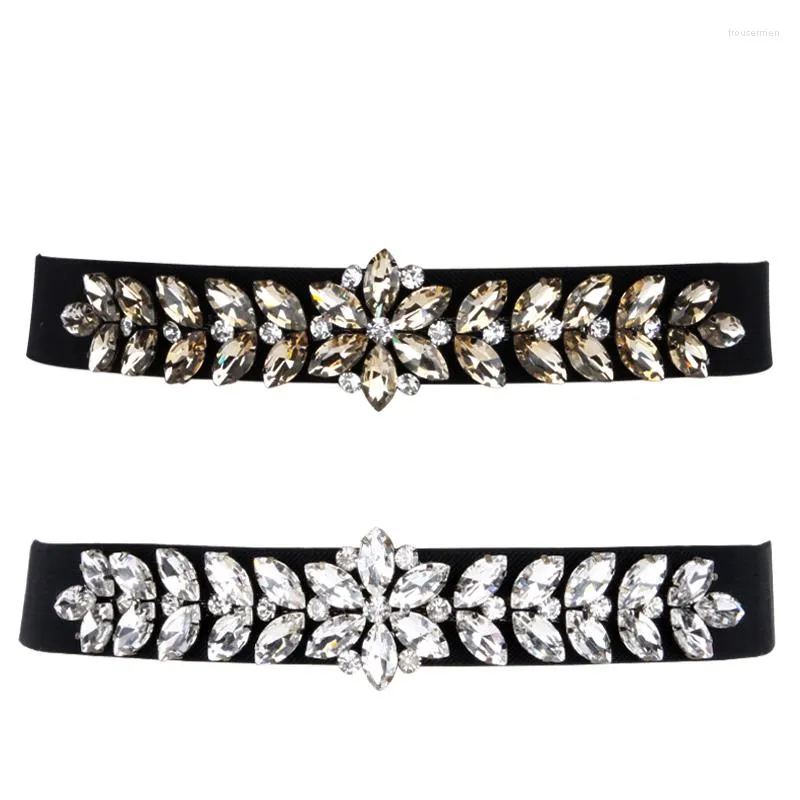 Belts White Rhinestone Waist Belt For Women Ladies Elastic Band Colorful Crystal Bead Corset Strap Dress Accessories Dp35