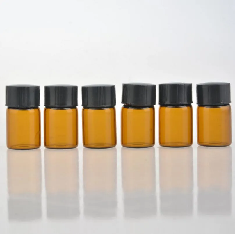 1000pcs / lot 2 ml bouteille d'ambre de haute qualit￩ mini bouteille en verre 2cc d'￩chantillon de flacon de petites bouteilles d'huile essentielle lin3609
