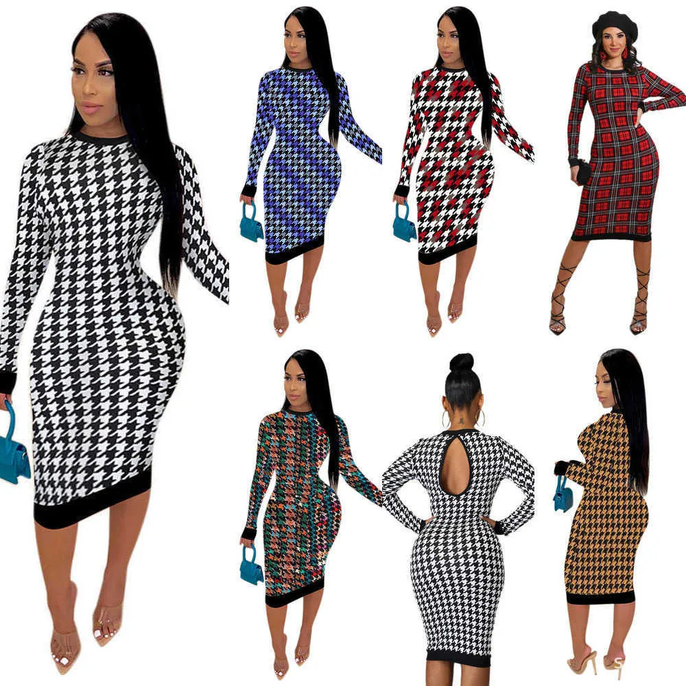 Женские платья для свитера дизайнеры плюс одежда 2022 модные тонкие с длинным рукавом повседневное платье