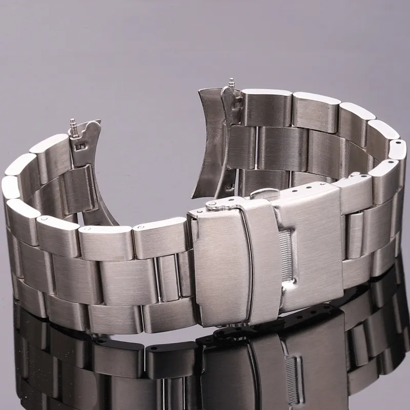 Bekijk banden roestvrij staal gebogen eindband armband 20 mm 22 mm zilver zwart geborstelde banden dames mannen metalen klokken accessoires 221024