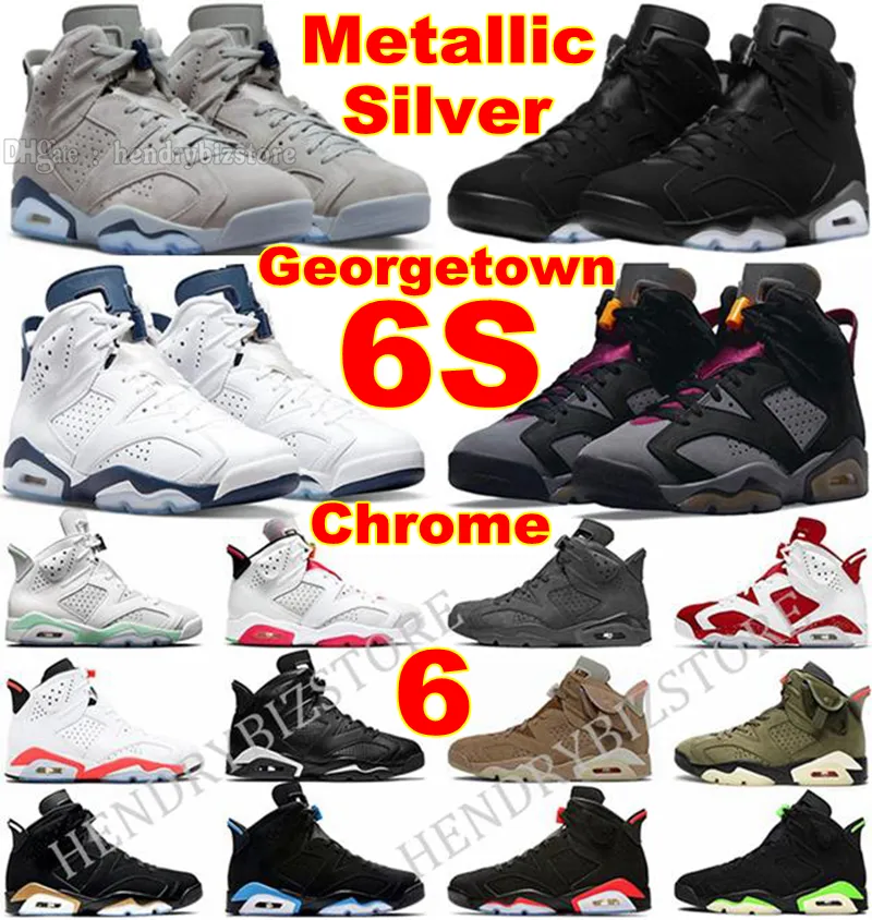 6s Chrome Basketball Shoes Metallic Silver Georgetown Mens Red Oreo Gatorade Mint Foam Electric Green Fierce Sneakers Washed Denim Midnight Navy Bordeaux Trainers