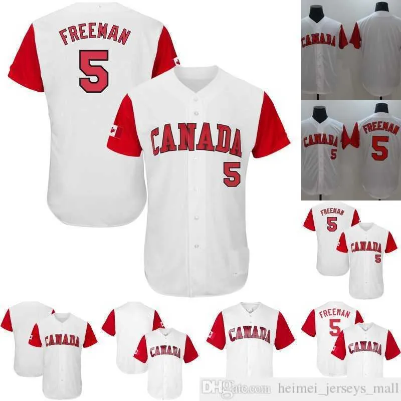 2017 캐나다 세계 야구 클래식 WBC 저지 5 Freddie Freeman 맞춤 야구 유니폼 Mens Womens Youth S-4XL