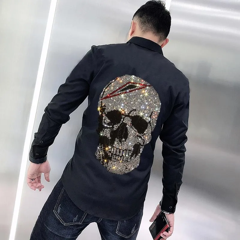 Men's Casual Shirts Spring Men's T-Shirt Button Design Slim Lapel Custom Business Formal Long-Sleeved Night Uniform