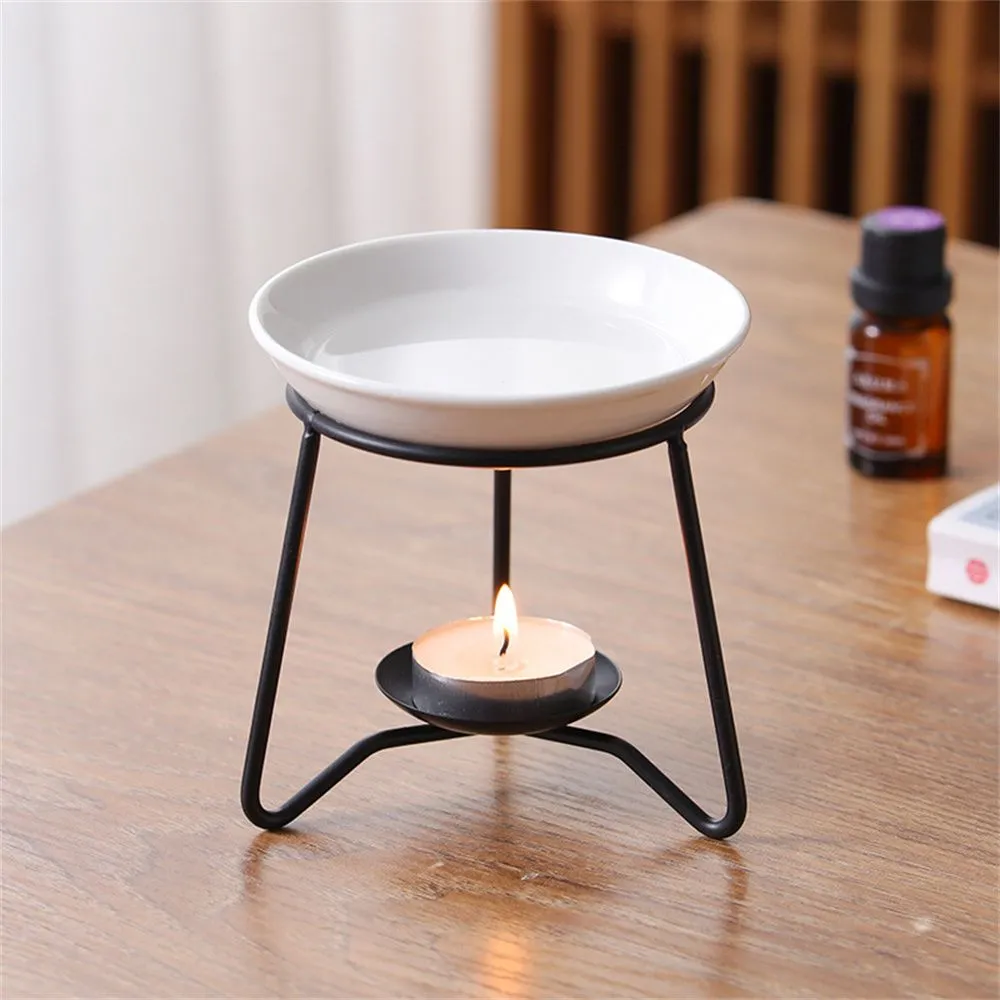 Mum Tutucular Metal Yağ Brülörü Balmumu Sıcak Seramik Tealight Mum Tutucu Kokusu Aromaterapi Tart Difüzör RRE15367