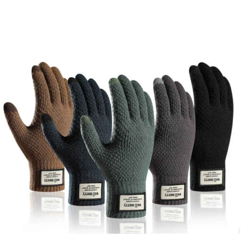 Gants de cyclisme Bicyc tricoté doigt complet pour hommes femmes hiver écran chaud thermique grande taille épaisseur vélo L221024