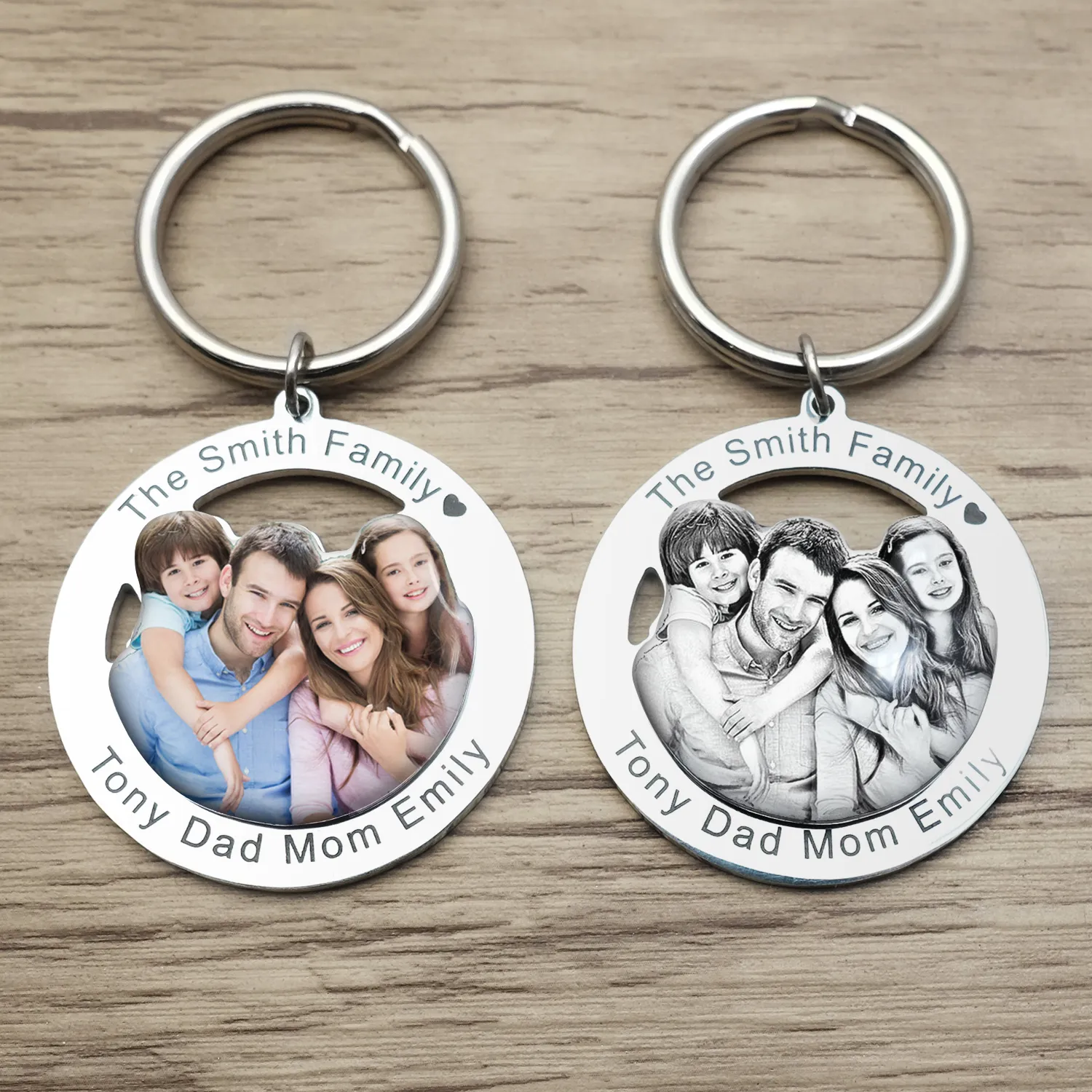 Nyckelringar Lanyards Personlig PO Keychain Custom Picture Keyring Family Portrait Key Chain Graverade smycken G￥vor till hennes familjemedlem Gift 221024