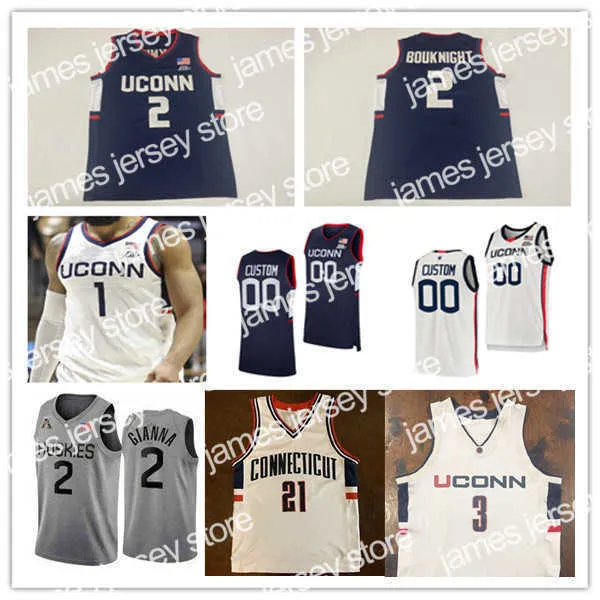 Le basket-ball universitaire porte le Connecticut UConn Huskies Basketball Jersey James Bouknight R.J.Cole Adama Sanogo Tyrese Martin Isaiah Whaley Tyler Polley Andre Jackso