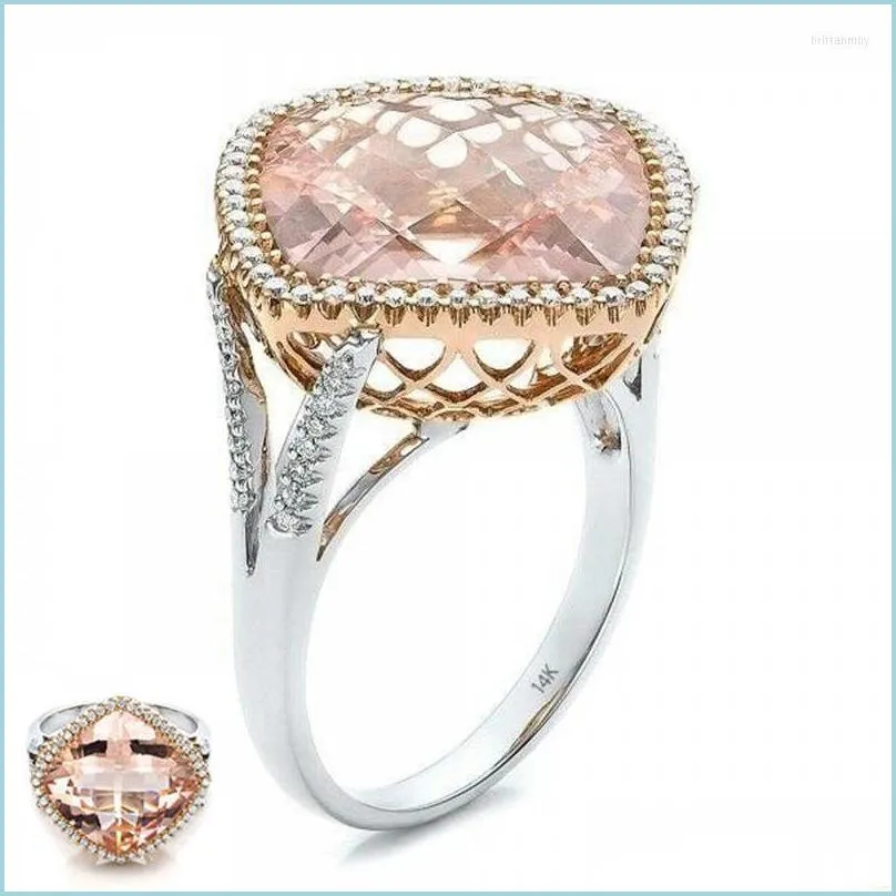 Fedi nuziali Fedi nuziali Moda scintillante Anello color champagne Morganite Nuziale Fine Festa di fidanzamento Gioielli regalo Matrimonio Brit22 D Dhq53