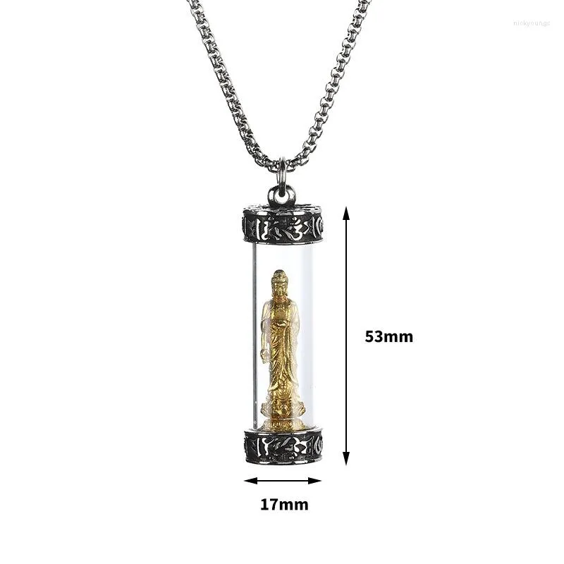 Pendant Necklaces Buddhist Zen Tathagata Buddha Avalokitesvara Gold Plated Necklace Mantra Token High-end Titanium Steel Jewelry