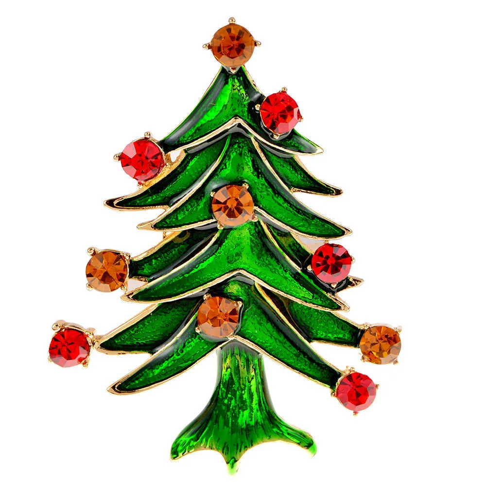 Pins broches c xiang kerstboom voor vrouwen en mannen 2-kleuren rhinon groen email planten broche nieuwjaar L221024