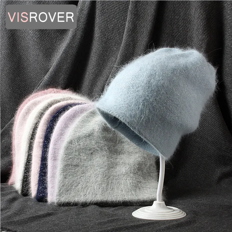 Beanieskull Caps Visrover 10 Colorways Rabbit Fur Lurex Winter Hat Solid Color Autumn Beanies Matched Warm Soft Bonnet Skullies Gift 221024