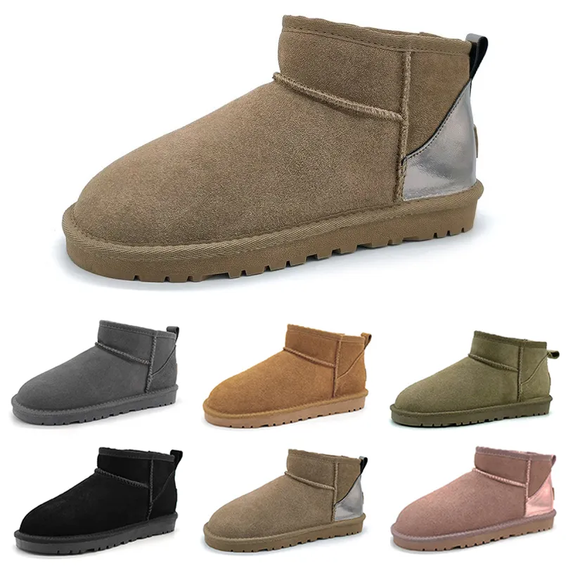 2024 Mulheres Mini Botas de Neve Inverno Camurça Clássica Manter Quente Pelúcia Castanha Cinza Homens Mulher 5854 Designer Sobre o Tornozelo Botas Sapatos 36-41