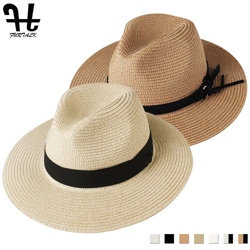 Szerokie brzegowe czapki wiadra furtalk Panama Summer Sun for Women Man Beach Straw Mężczyźni UV Cap Chapau Femme 221024
