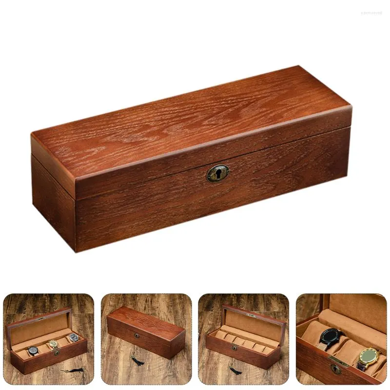 Cajas para relojes, 1 pieza, organizador marrón clásico, caja de madera, contenedor, caja de regalo