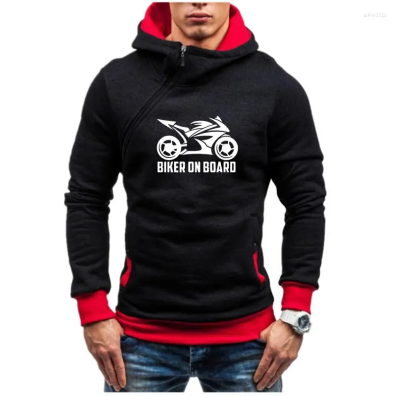 Men's Hoodies 2022 Fashion Autumn Oblique Zipper Hoodie Motorcycle Printing Trendy Brand Multicolor Easy Stitching Casual SportShirt