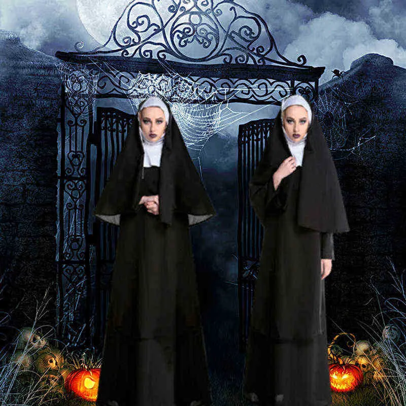 Stage Wear Mujeres Scary Comes 2022 New Terror Notre Dame Evil Nun Cosplay Vestidos Masquerade Horror Ropa Stage Performance Dress T220905