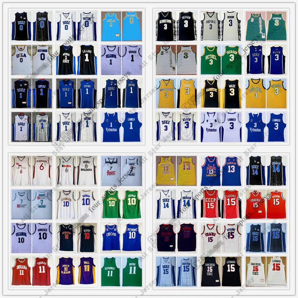 Maglie da basket Maglia da basket Ncaa Irving George Howard Ade Bridges Simmons Hardaway Curry Miller Walton Laeter Fredette Jabbar