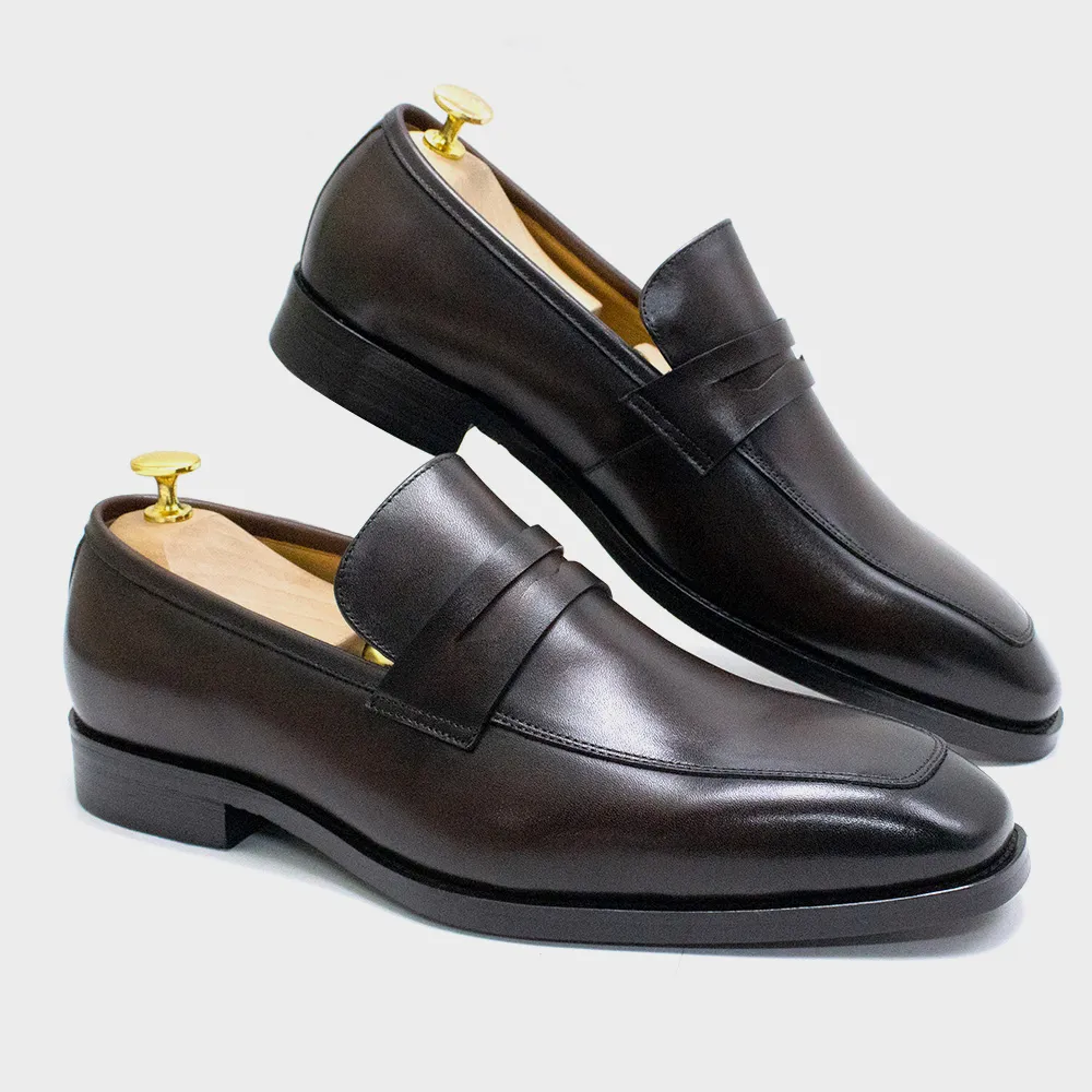 Mäns Penny Loafers äkta läder lyx italiensk design klassisk bröllop formella skor kontorsföretagsklänningskor för mig