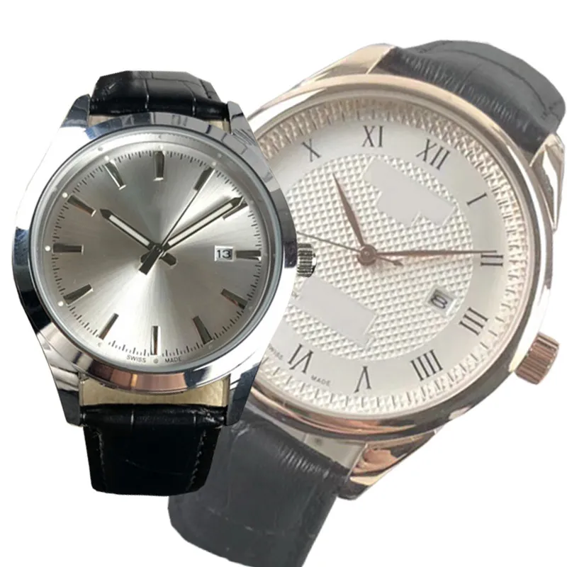 Mouvement à quartz pour hommes de marque de luxe supérieure montre loisirs d'affaires avec calendrier montre en cuir de boîtier en acier inoxydable