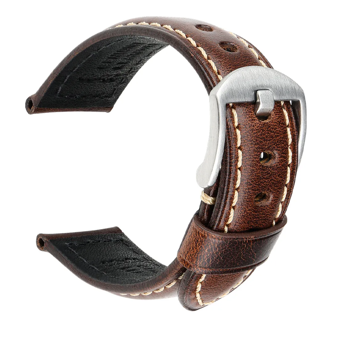 Cinturini per orologi Retro cinturino in vera pelle cera d'olio cinturino in pelle di vacchetta cintura braccialetto 18 20 22 24mm donna uomo marrone Smart Band 221024