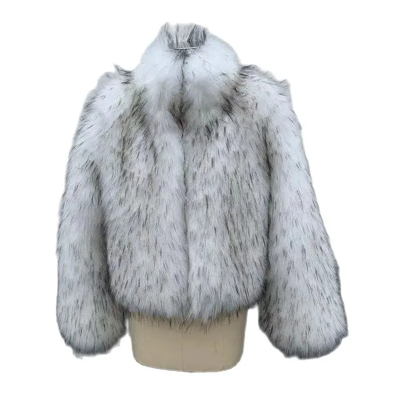 Nouvelle mode femmes Faux manteau de fourrure de raton laveur femme hiver épais chaud moelleux fourrure veste col montant vêtements d'extérieur