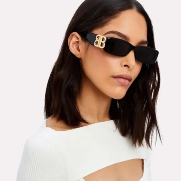 Risparmia alla grande su Occhiali Da Sole Rettangolo Femminile Occhiali Da Sole Rettangolo Retrò Super Big Logo Per Donne, Lettere In Metallo Oro Di