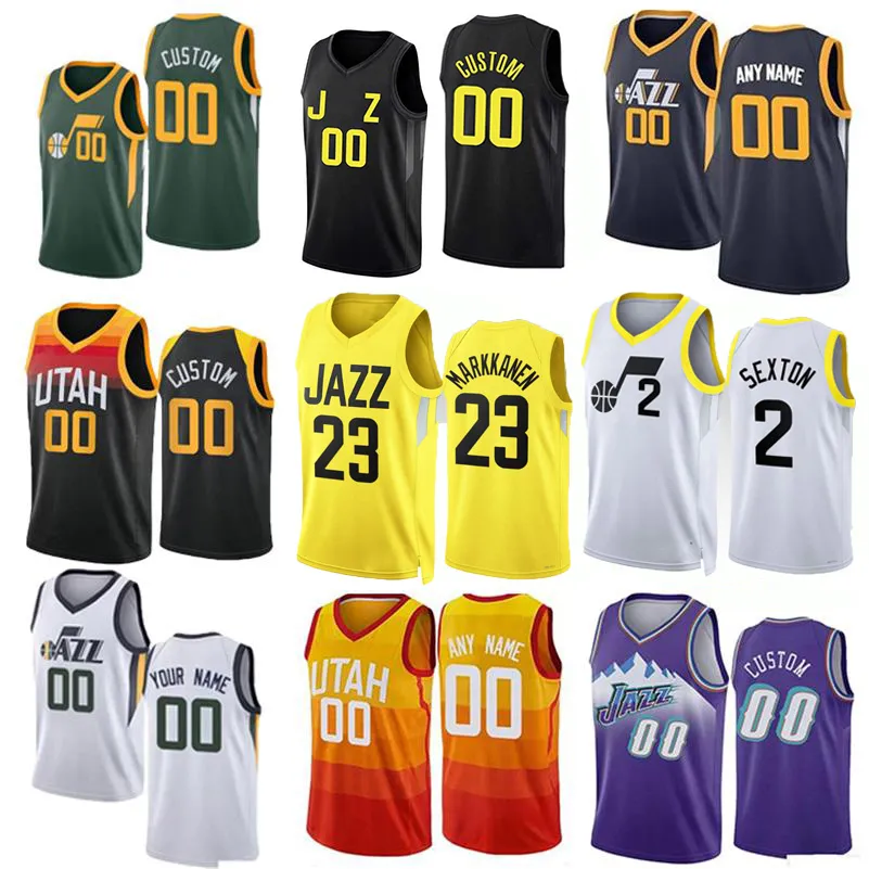 Custom Jazzs Basketball Jerseys Lauri Markkanen Clarkson Kelly Olynyk Collin Sexton Rudy Gay Walker Kessler Azubuike Retro Jersey Men Shirt