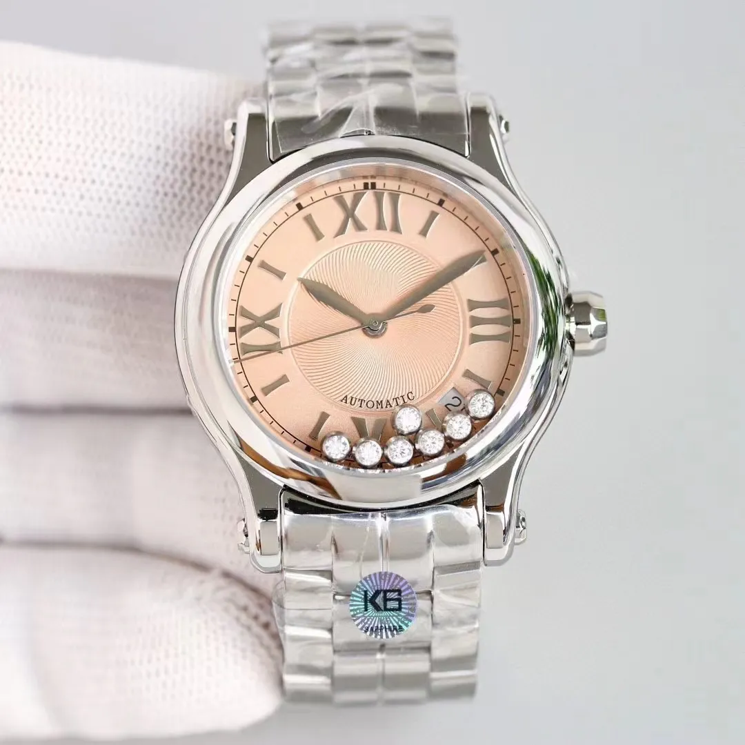 Elegante reloj mecánico para damas 316L Caja de plata 2892-2 Súper movimiento integrado 36 mm Esfera interior Siete diamantes Reloj clásico resistente al agua de estilo caliente