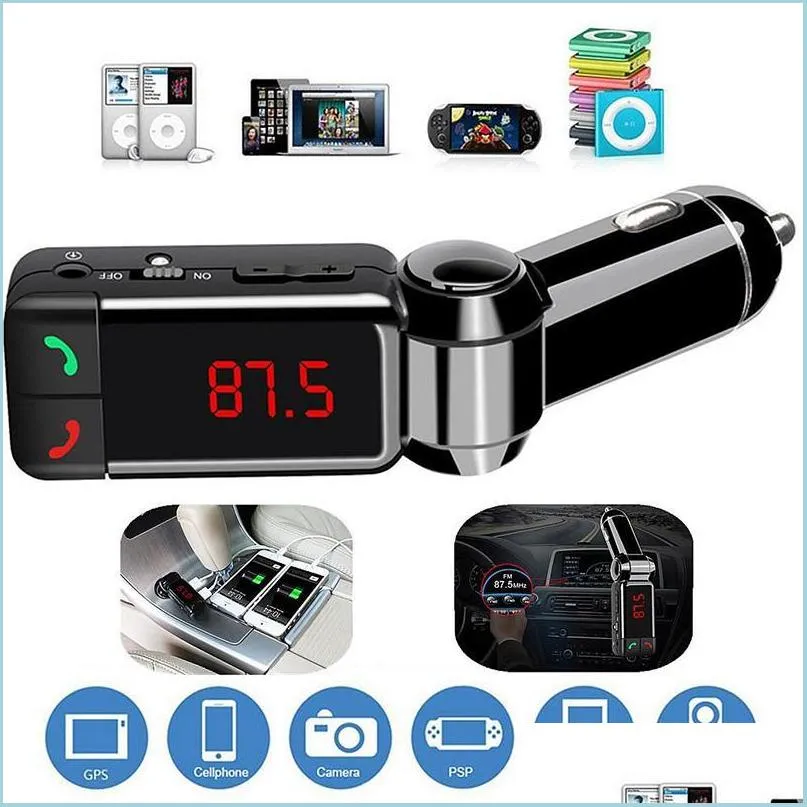 Bluetooth Car Kit Car Bluetooth 5.0 FM Sändar Kit Mp3 Modator Player Wireless Hands O RECITEL DUAL USB FAST LARGER 3.1A DROP D DHJST