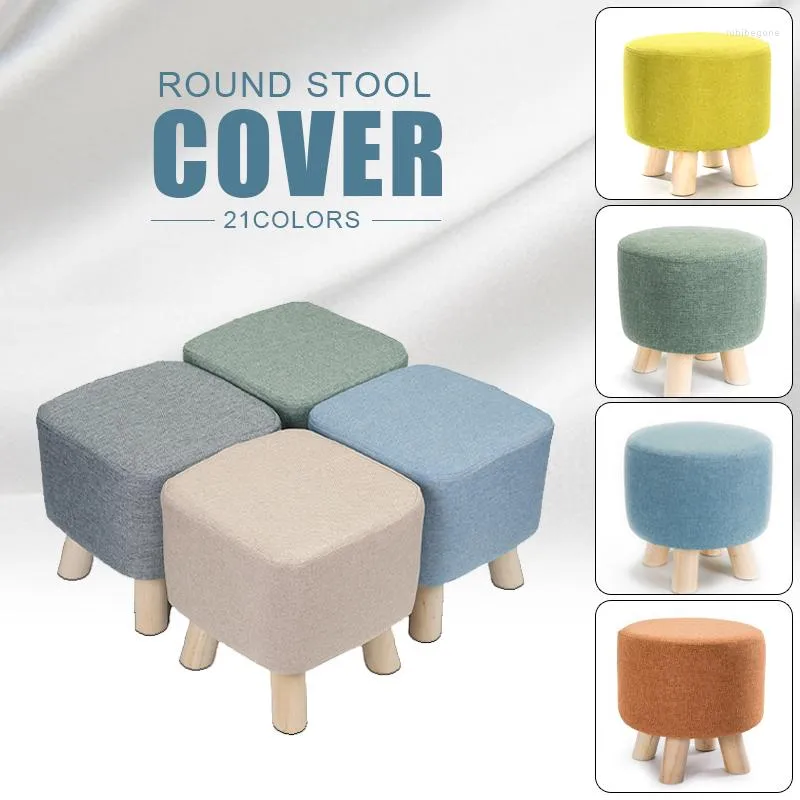Pillow Elastic Ottoman Square Covers Case Stretch Polyester Solid Color Storage Slipcover Protector Footstool Sofa Foot Rest Stool Hood
