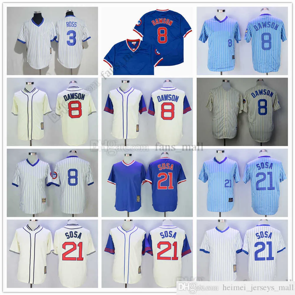 Movie Mitchell and Ness Baseball Jersey Vintage 8 Andre Dawson Jersey 21 Sammy Sosa 3 David Ross Stitched Breathable Sport Sale High Quality
