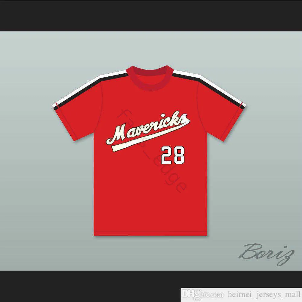 저렴한 커트 러셀 28 포틀랜드 레드 야구 유니폼 야구 남성의 폭행 된 놈들 스티치 유니폼 셔츠 크기 S-XXXL 빠른 배송