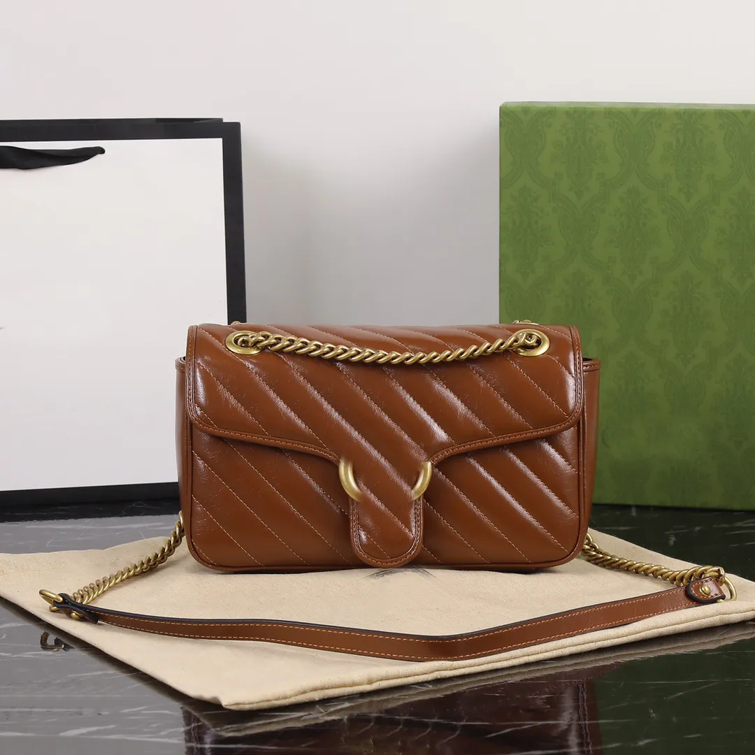 7A Designer Shoulder Bags Genuine Bright Leather Large Metal Logo