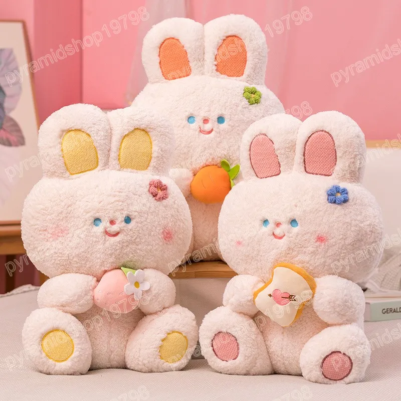 45cm Kawaii Rabbit com Cenout Plush Toy Doll Bunny Soft Bichued Animals Gream para meninas garotos Gifts Gift Gift