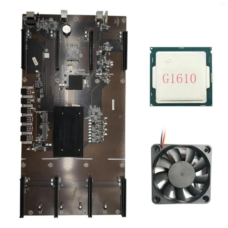 Placas -mãe eth80 b75 btc mineração placa -mãe g1610 fã de resfriamento da cpu 8xpcie 16x lga1155 suporta 1660 2070 3090 placa gráfica