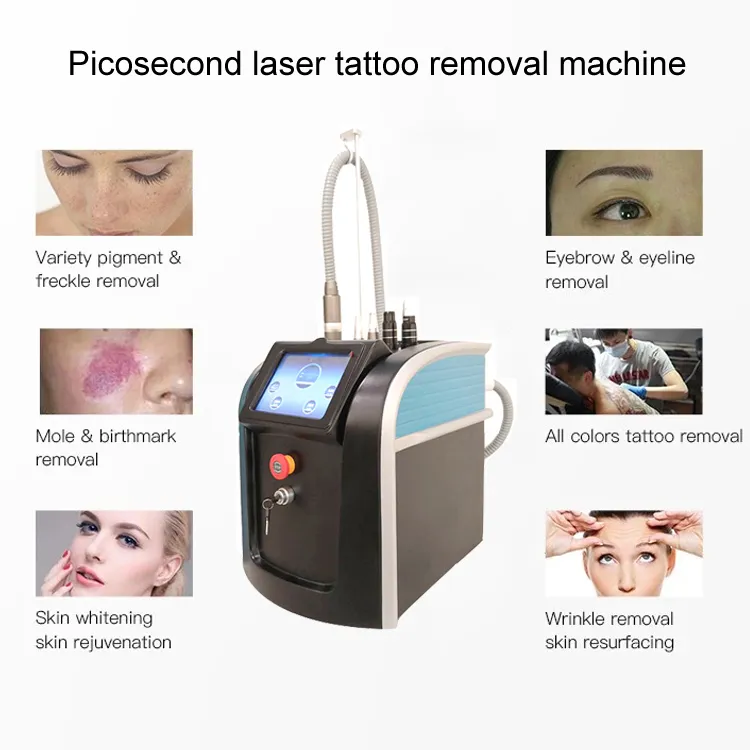 Przenośna pikosekundowa maszyna laserowa Salon i lasery Yag Lasery węglowe Pico 755nm 532nm 1064NM Tatuaż Pigment Usuwanie pigmentu do wybielania trądziku skóry
