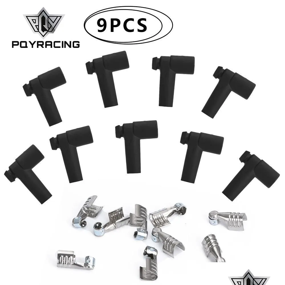 Ignition Coil PQY- 9 PCS / SET HEI-stijl Distributeur Eind Bougie Draad Draad Rubberlaarzen Roestvrij stalen uiteinden PQY-SSC02 Drop Delivery DHZGF