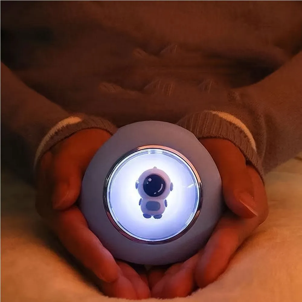 Grzeźby przestrzeni Astronauta LED LETNE BOUCER Ręka cieplej Nocna Światło Spaceman Niedźwiedź Instant Warm Baby USB ładowalny elektryczny