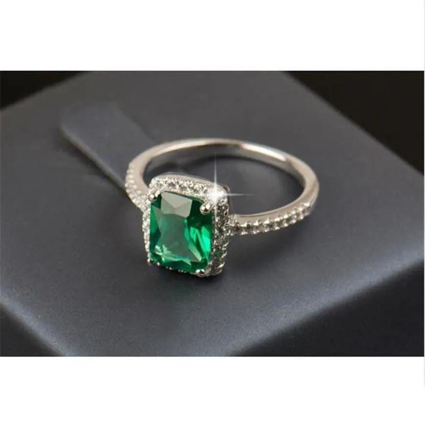 Anello solitario Anello con smeraldo 3Ct Real 925 Sier Element Anelli con pietre preziose con diamanti per le donne Intero matrimonio Engageme Drop Delivery 2022 Jewel Dhrkl