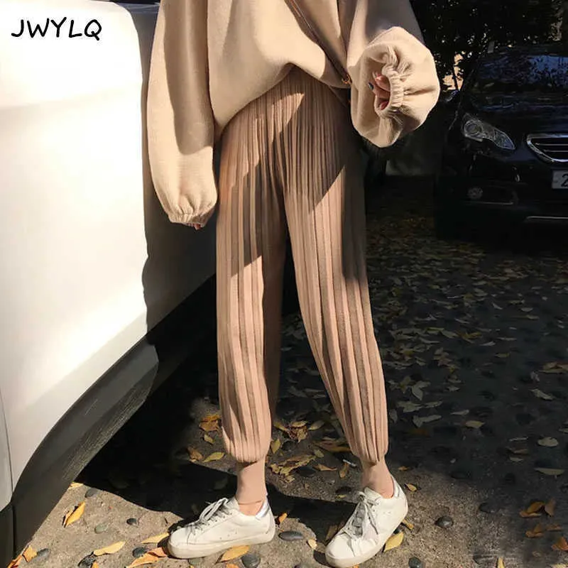 Women's Pants Capris 2022 New Spring Autumn Knitted Harem Pants Korean High Waist Ankle-length Trousers Korean Causal Women Sweater Red Pants Clothes T221024