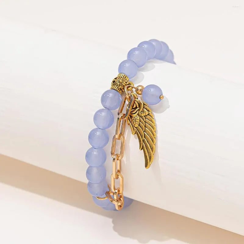 STRAND RETRO ROSE Metal Freedom Wing Charm Cute Blue 8mm maat kralen voor meisjes vrouwen sieraden