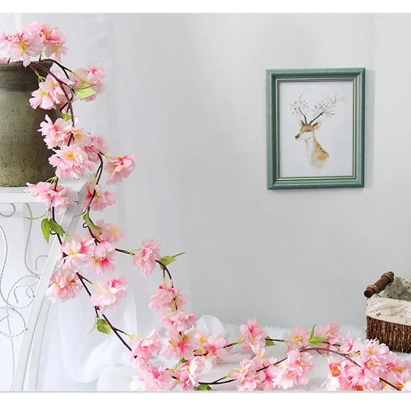 Kwiaty dekoracyjne 165 cm szyfrowanie wiśni kwiat w winorośli ślub łuk łuk układ sceny układ drzwi do domu dekoracja ściany el sufit fałszywy