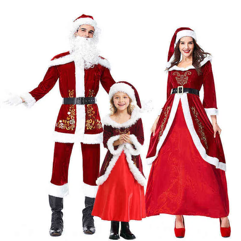 Stage Wear Deluxe Santa Claus Xmas Come Christmas ouder-kind Cosplay Carnival Stage Show Party Fancy Dress T220901