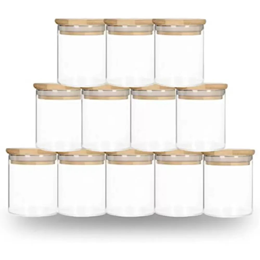 DIY SUBLIMAÇÃO 6 onças de vidro do copo de copo com tampa de bambu Candle Jar Alimentos Recipiente de armazenamento de alimentos Clear Fosted Home Cozinha Supplies portátil Wly935