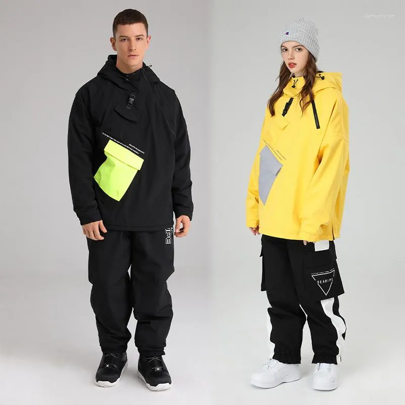 Combinaisons de Ski hommes femmes combinaison de Ski hiver en plein air chaud coupe-vent imperméable snowboard mâle femme à capuche veste pantalon ensemble