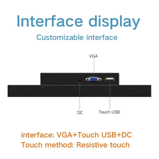 Product 10.4 Inch Resistive Industrial Touch Lcd Monitor With 1024 768 Metal Shell PC VGA DVI USB Interface