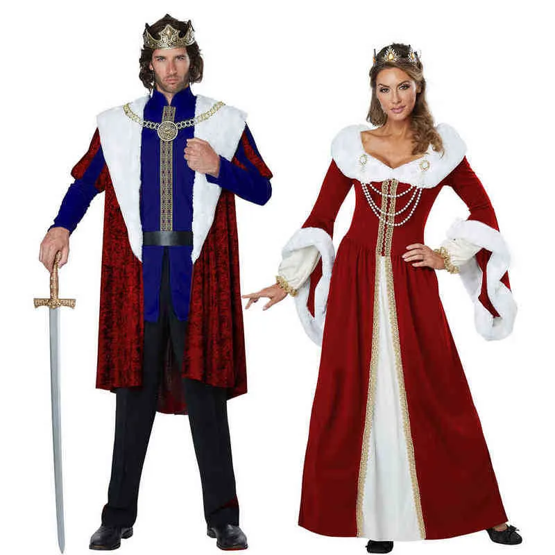 مرحلة التآكل المليئة مثير رويال رجعين الزوجين يأتي أوروبا كيل الملك كوين فستان حفلة عيد الميلاد T220901